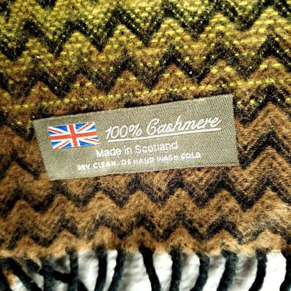 100% Cashmere Scarf Multicolor Gradient 64 X 13 Made in Scotland British Flag - Picture 4 of 13